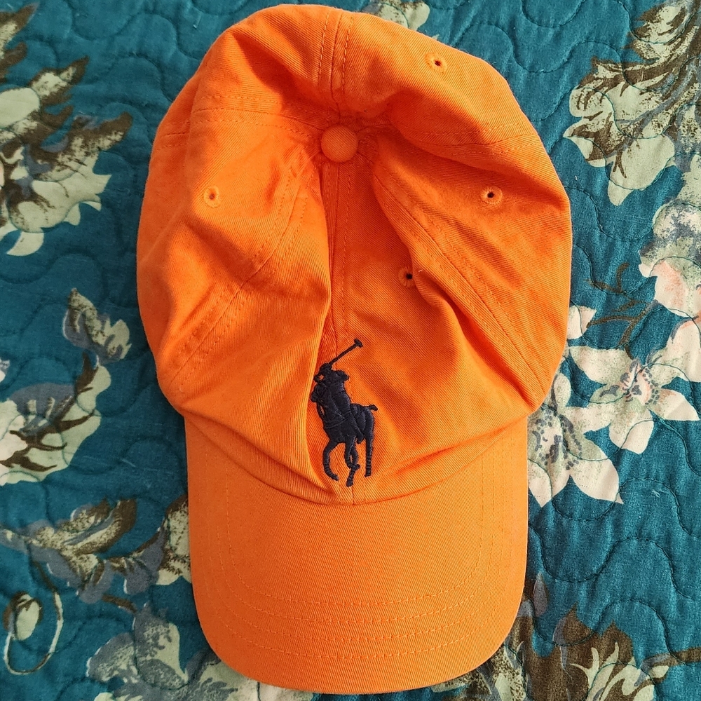 Boy's Polo Hat Orange and Navy Blue